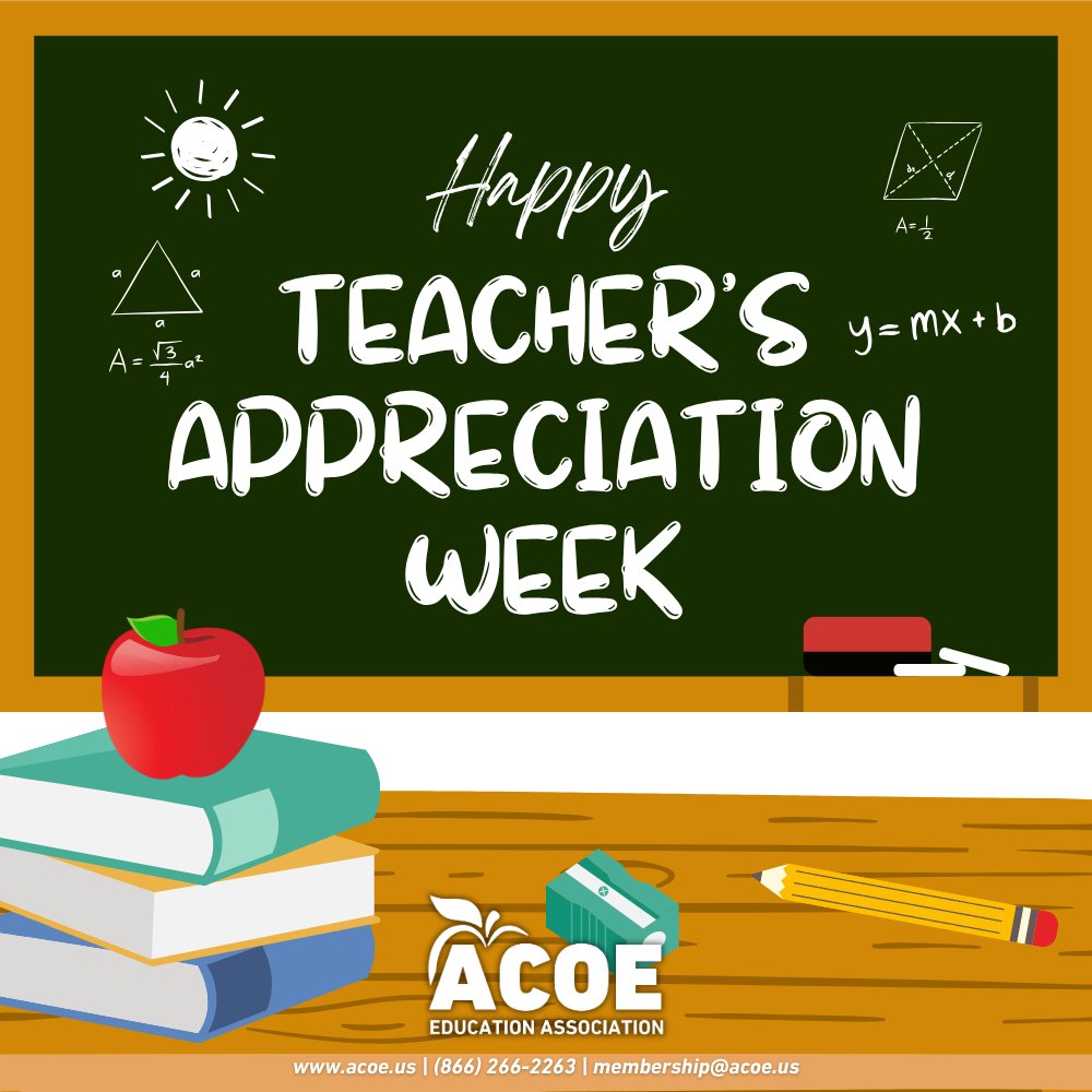 ACOEducators's tweet photo. Happy Teacher Appreciation Week!

This week is dedicated to recognizing the educators who show up day after day and make a lasting difference. You are more than instructors—you are leaders, encouragers, and role models who shape futures in meaningful ways.

Your impact reaches far beyond the classroom, and it does not go unnoticed.

We appreciate you. We value you. We stand with you.

#TeacherAppreciationWeek #ACOE #AlabamaEducators