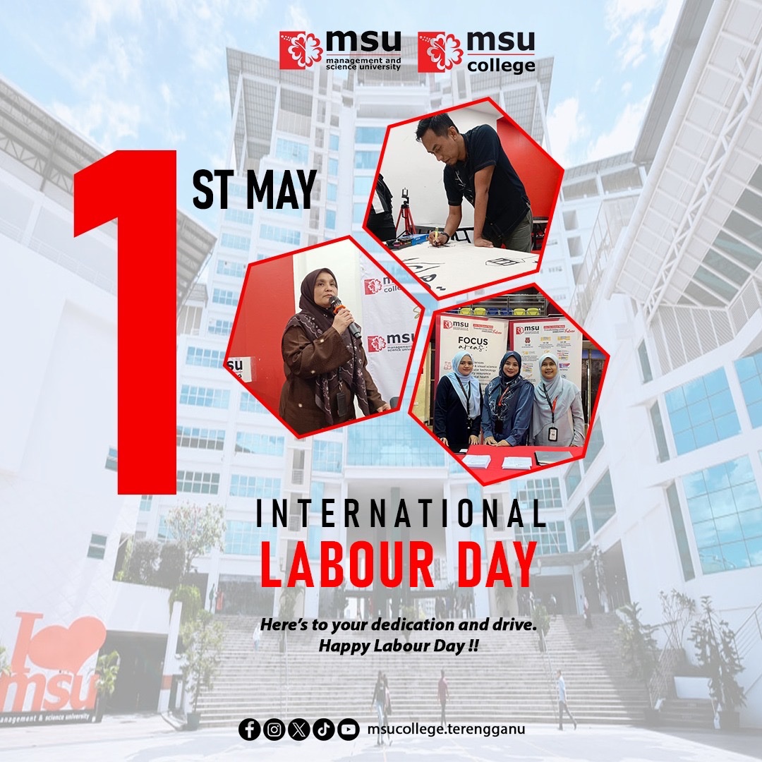 MSUcollege_trg's tweet photo. Happy Labour Day!
It's the day to celebrate the dedication and hard work of everyone. Every role matters, and every contribution moves our nation forward.
#ManagementAndScienceUniversity
#msucollegeterengganu
#transforminglives
#enrichingfuture
#msurians https://t.co/cpQKGuyRbU