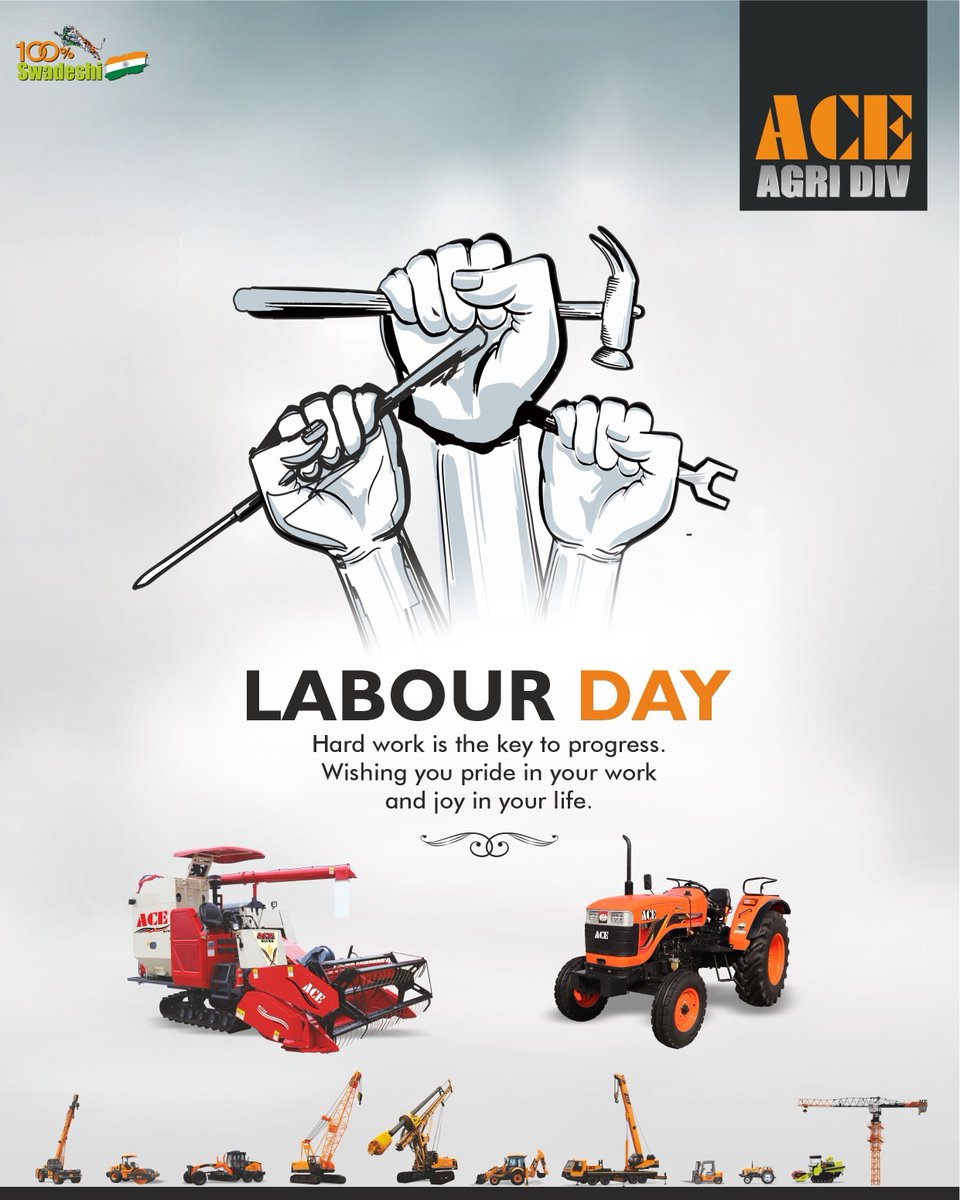ACETractorIndia's tweet photo. Built by the hands that shape the nation.

This Labour Day, we salute the hard work, dedication, and spirit of every worker driving progress across fields and sites.

Proud to stand with you
#HappyLabourDay

#ACE #AceTractorsIndia #AceHarvester #LabourDay #RespectWorkers #Agri https://t.co/OensmNn6Mo