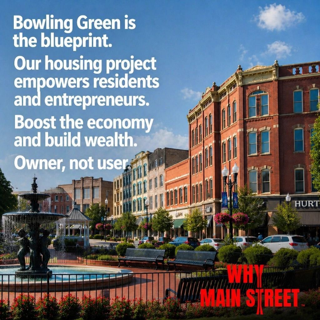 WhyMainStreet's tweet image. Bowling Green is the blueprint. Our housing project empowers residents and entrepreneurs. Boost the economy and build wealth.

Owner, not user.

whymainstreet.org
bit.ly/WMS-Android

#BowlingGreen #Ownership #WealthBuilding #Kentucky