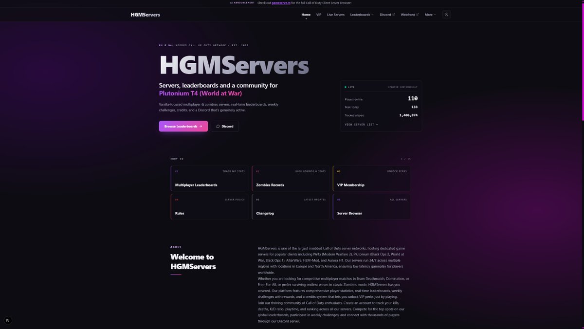 HGMServers's tweet photo. We have been cooking!

Soon you will see the following.

- Build 1.3.0 of https://t.co/d3xaQ6Ku08, full site revamp &amp; new features
- New VIP Server Spot Priority for IW4x &amp; T4 (with IW5 and T6 coming in the future)
- Cooking up lots more for the last half of 2026. https://t.co/4QPxZBrrVo