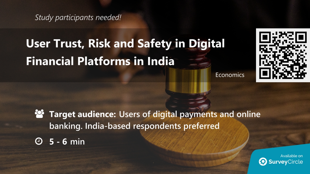 daily_research's tweet image. Participants needed for online survey!

Topic: "User Trust, Risk and Safety in Digital Financial Platforms in India" via @SurveyCircle

#DigitalPayments #trust #fintech #cybersecurity #UserBehavior #FraudRisk #survey #surveycircle