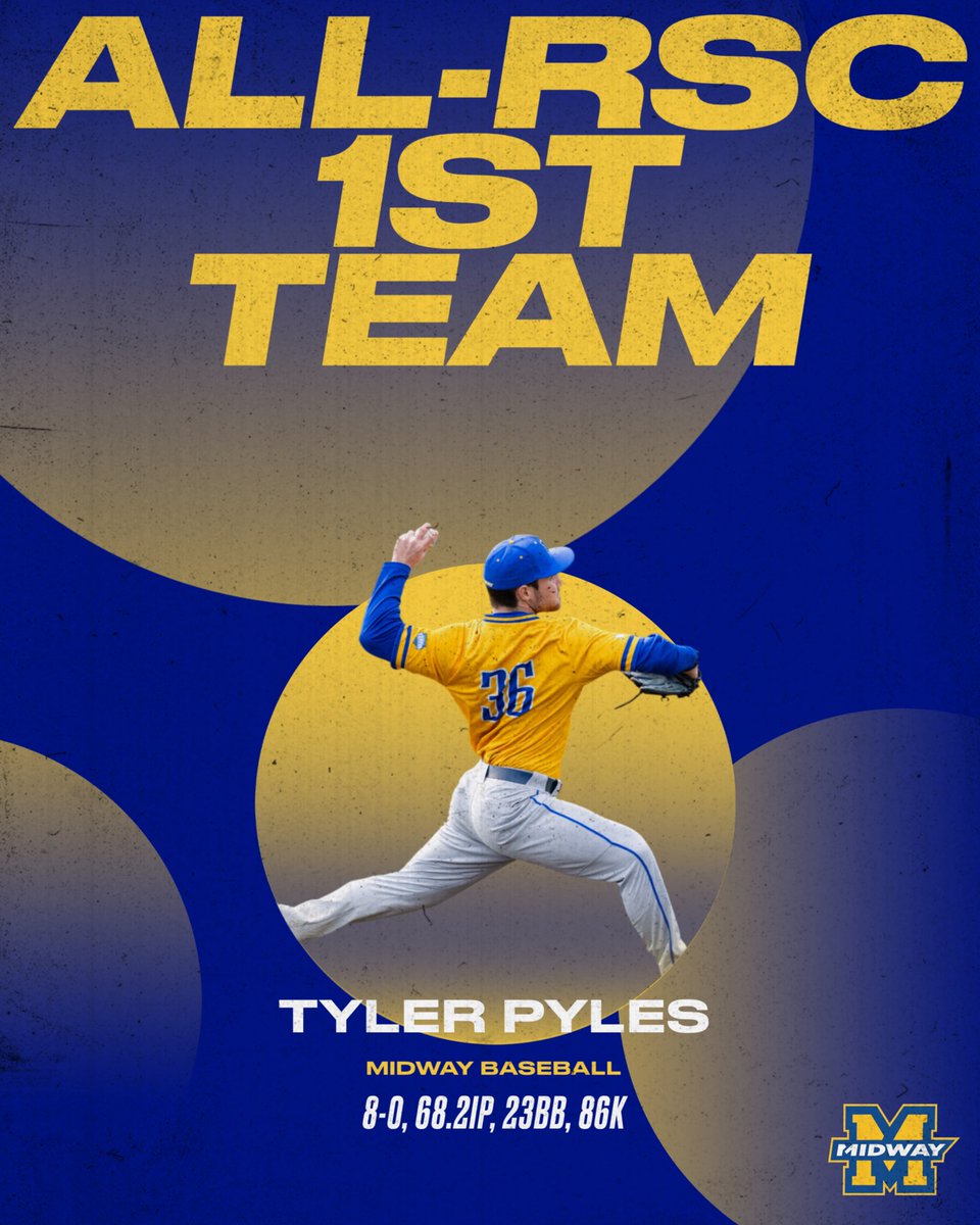 MidwayUBaseball's tweet image. TYLER PYLES 3️⃣6️⃣

RSC Pitcher of the Year 🏆
RSC Pitcher Gold Glove
All-RSC 1st Team

He becomes one of the most decorated players in Midway Baseball history

Thank you, TP! 

#Team10 #Roots