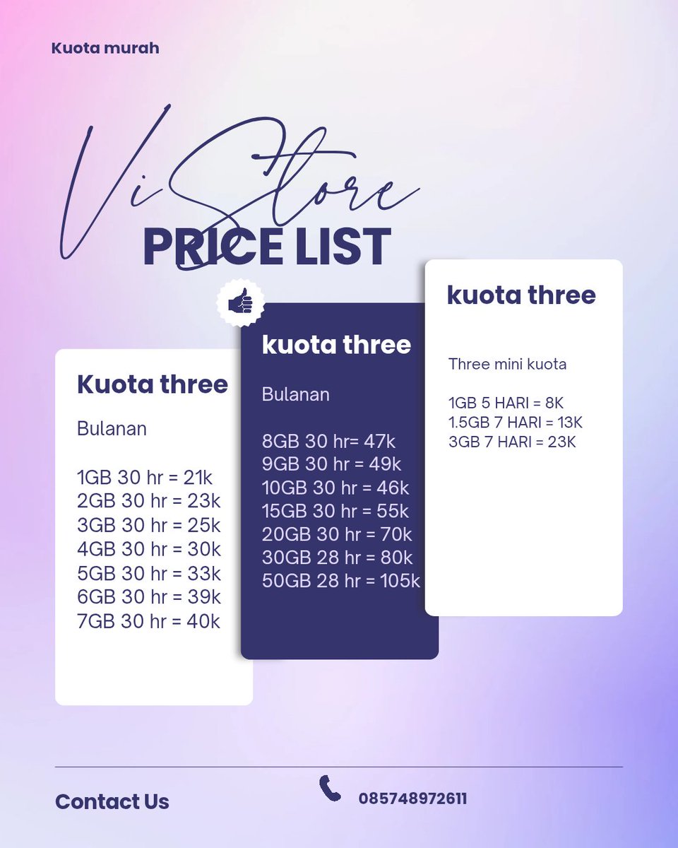 silvia1014101's tweet photo. Ready Kuota Three 1 bulan dan mini kuota
❗️Mumpung hari buruh nih ada promo
10 Gb 46k❗️
✔ Fast respon
✔ Aman &amp; terpercaya
✔ Bisa QRIS
Langsung gas DM / WA ya👇
https://t.co/QFR8qYf2rx
#zonauangㅤ #zonajajan https://t.co/KJsqwThA6H