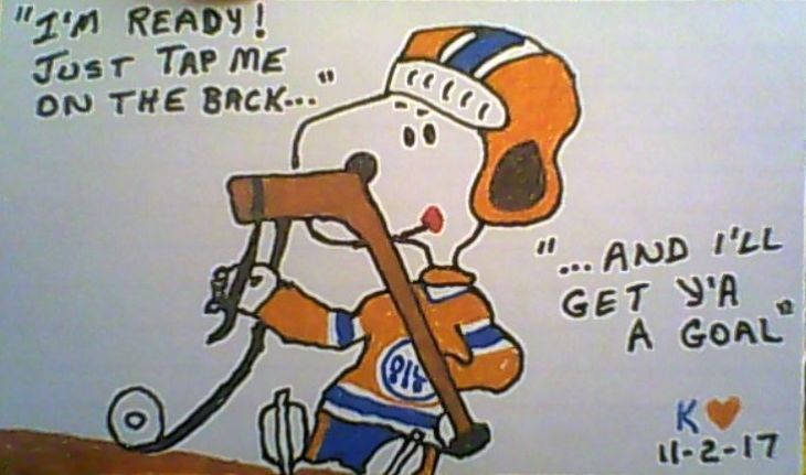 m4goodtimes's tweet photo. a few of my Snoopy as an Oiler sketchs from the past few years, hoping to bring the @EdmontonOilers good luck tonite in gm6 in anaheim tonite. #GoOilersGo woot woot #yeg #Edmonton #artist #sketch #doodle https://t.co/njvM1Fdhhp