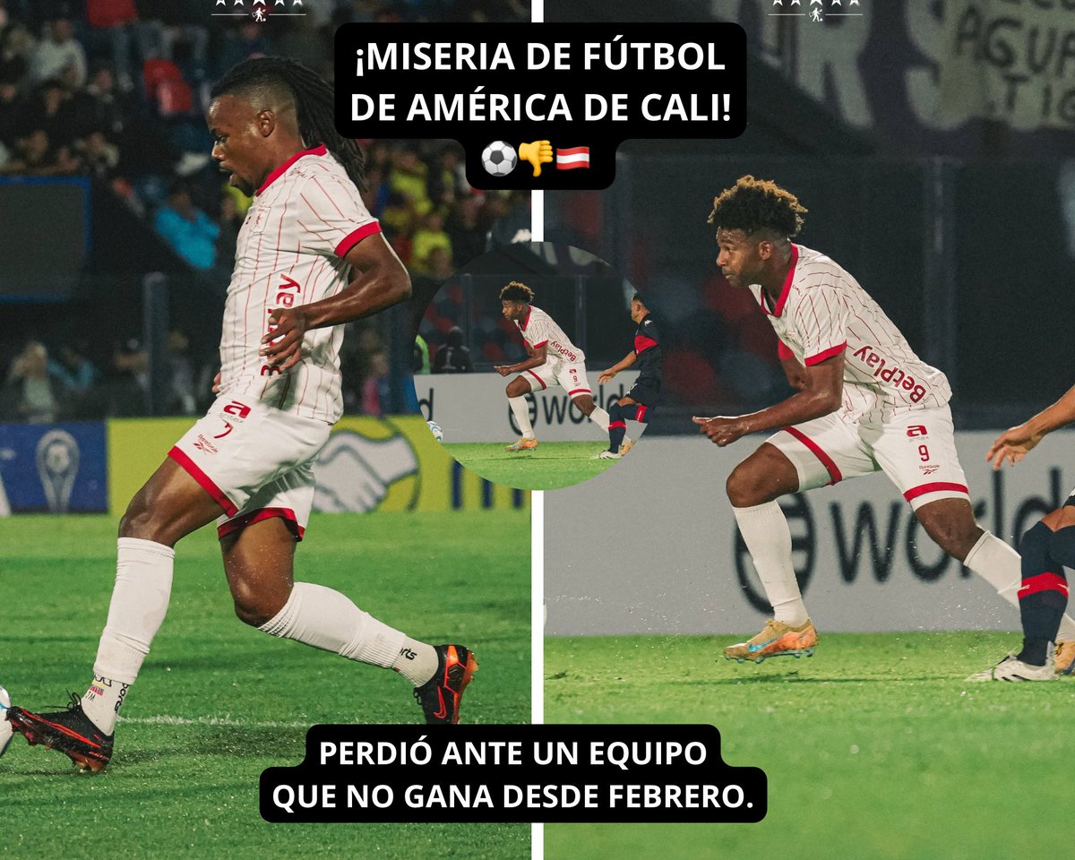 JuanPaMurillo27's tweet photo. Otra ORDINARIA presentación de América de Cali, ahora en Sudamericana. Cayó 2x0 ante Tigre, uno de los peores equipos de Argentina. Lo liquidó en 28 minutos. No ganaba desde FEBRERO. Nivel vergonzoso. Los peores: Mosquera y Bertel. Carrascal se quedó en el ayer. Josen, decepcionante. Guzmán, pechifrio. Dylan, horroroso. Flojos: Ángel, Valencia…NO hay es nada. González también es culpable. ⚽️👎🇦🇹