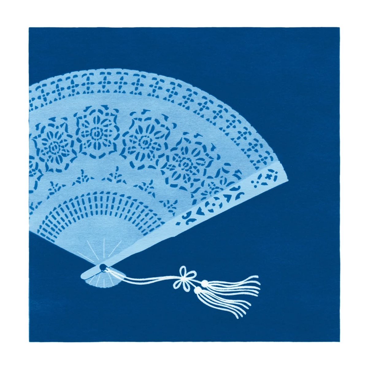 【CALENDAR 2026】〜香港のかけらを集めて 2〜
5月の絵。
＜sandalwood fan　白檀の扇子＞

#サイアノタイプ #香港