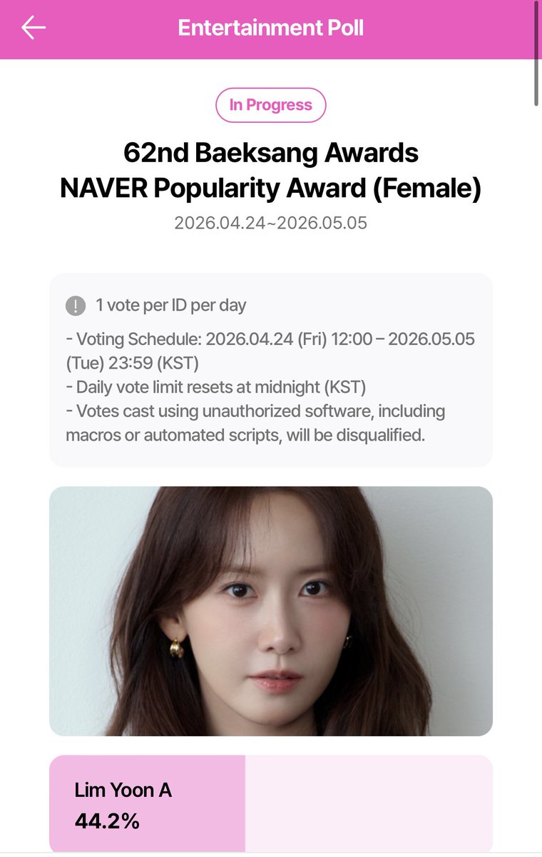 yeppeoyoona's tweet photo. YoonA’s birthday month is here! Wishing YoonA and all Yoonites endless blessings and manifesting good news very soon ✨
And don’t forget, only 5 days left for Baeksang voting! 🗳️ Use all your accounts and let’s secure this as our birthday gift for YoonA 🫶🏻
LET’S GO YOONITES!! 💪🏻
🔗 https://t.co/1m69yiFrDN

#LimYoonA #임윤아 #YoonA #윤아