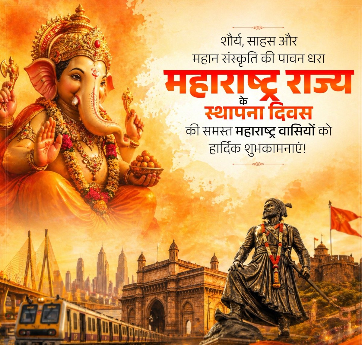 शौर्य, साहस और महान सांस्कृतिक विरासत की पावन धरा महाराष्ट्र राज्य के स्थापना दिवस पर समस्त महाराष्ट्रवासियों को हार्दिक शुभकामनाएं।

छत्रपति शिवाजी महाराज की प्रेरणा से यह पुण्यभूमि निरंतर विकास और समृद्धि के नए आयाम स्थापित करती रहे।

#MaharashtraDay #MaharashtraFoundationDay