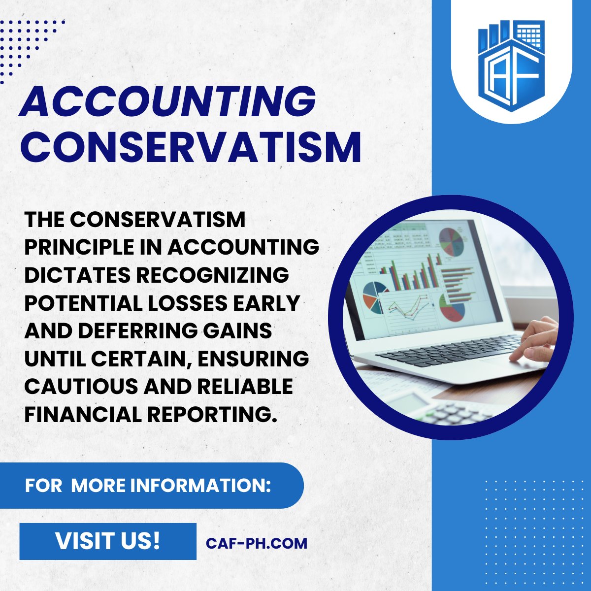 Castillo_Firm's tweet photo. The conservatism principle in accounting dictates recognizing potential losses early and deferring gains until certain, ensuring cautious and reliable financial reporting. https://t.co/cd8e2OvWb4
