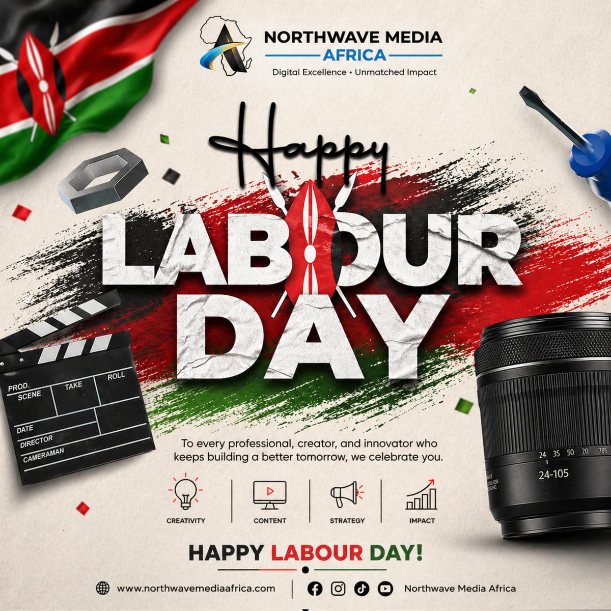 NorthwaveAfrica's tweet photo. To every professional, creator and innovator who keeps building a better tomorrow, we celebrate you.

#HappyLabourDay #LabourDay2026
#NorthwaveMediaAfrica
#DigitalExcellence
#UnmatchedImpact
#CreativeIndustry https://t.co/BGrjQ4TvA7