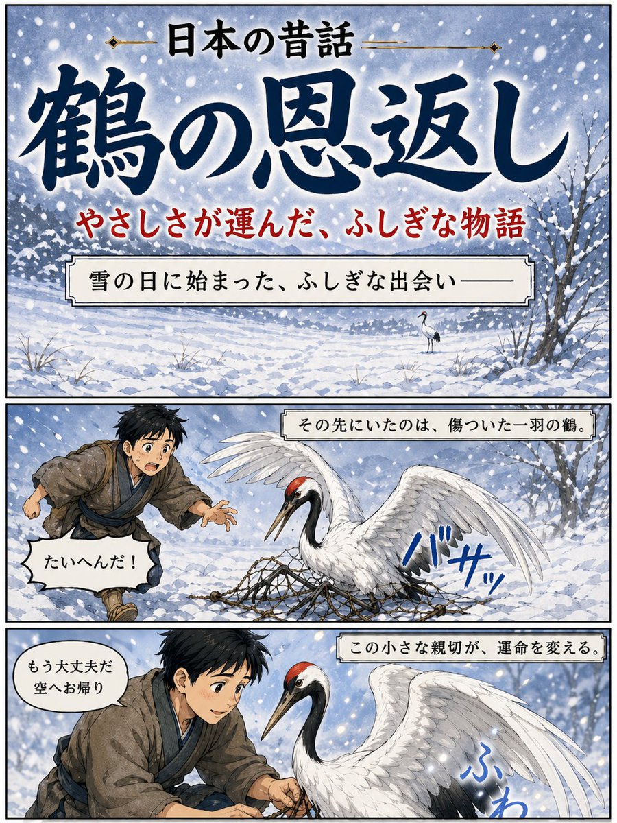 Japanese Crane Folktale Poster