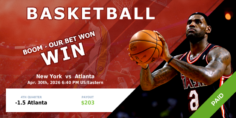 zcodesystempick's tweet photo. 👍 BOOM! Cashed! The bet won!
✅✅✅ New York - Atlanta 4th Quarter Handicap -1.5 Atlanta
🤑 Your profit 203 USD #livebets #nba #nbapicks #freepicks #bettingsports #sportsbetting #zcodesystem https://t.co/QTM4xlP8oz
