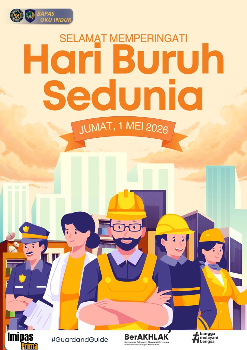 Bapas_OKU_'s tweet image. Bapas OKU Induk mengucapkan Selamat Hari Buruh Internasional yang diperingati tanggal 1 Mei setiap tahunnya

#kemenimipas
#guardandguide
#ditjenpas
#pemasyarakatan
#humasbapasoku