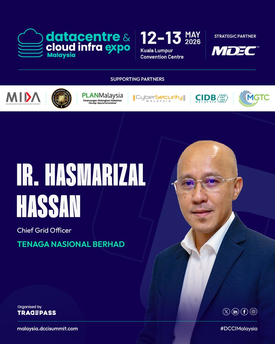 Tradepassglobal's tweet image. Ir. Hasmarizal Hassan, Chief Grid Officer, Tenaga Nasional Berhad, joins DCCI Malaysia as a speaker.

👉 hubs.la/Q04d-G-Q0

#DCCIMalaysia #DCCIExpo #Speaker #Energy