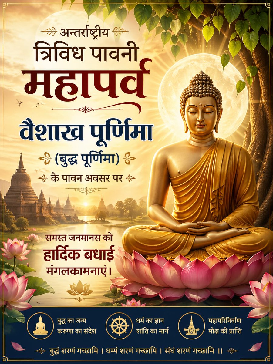 Dineshs71563's tweet photo. अन्तर्राष्ट्रीय त्रिविध पावनी महापर्व वैशाख पूर्णिमा/बुद्ध पूर्णिमा के पावन अवसर पर समस्त जनमानस को हार्दिक बधाई मंगलकामनाएं।
#बुद्ध_पूर्णिमा
#buddh_purnima
#lordbuddha

@PMOIndia @NitishKumar @UN @RahulGandhi @SwamiPMaurya
@kpmaurya1 @samrat4bjp @NeerajMauryaMP @anuradisanayake https://t.co/hyFuJ0glQb