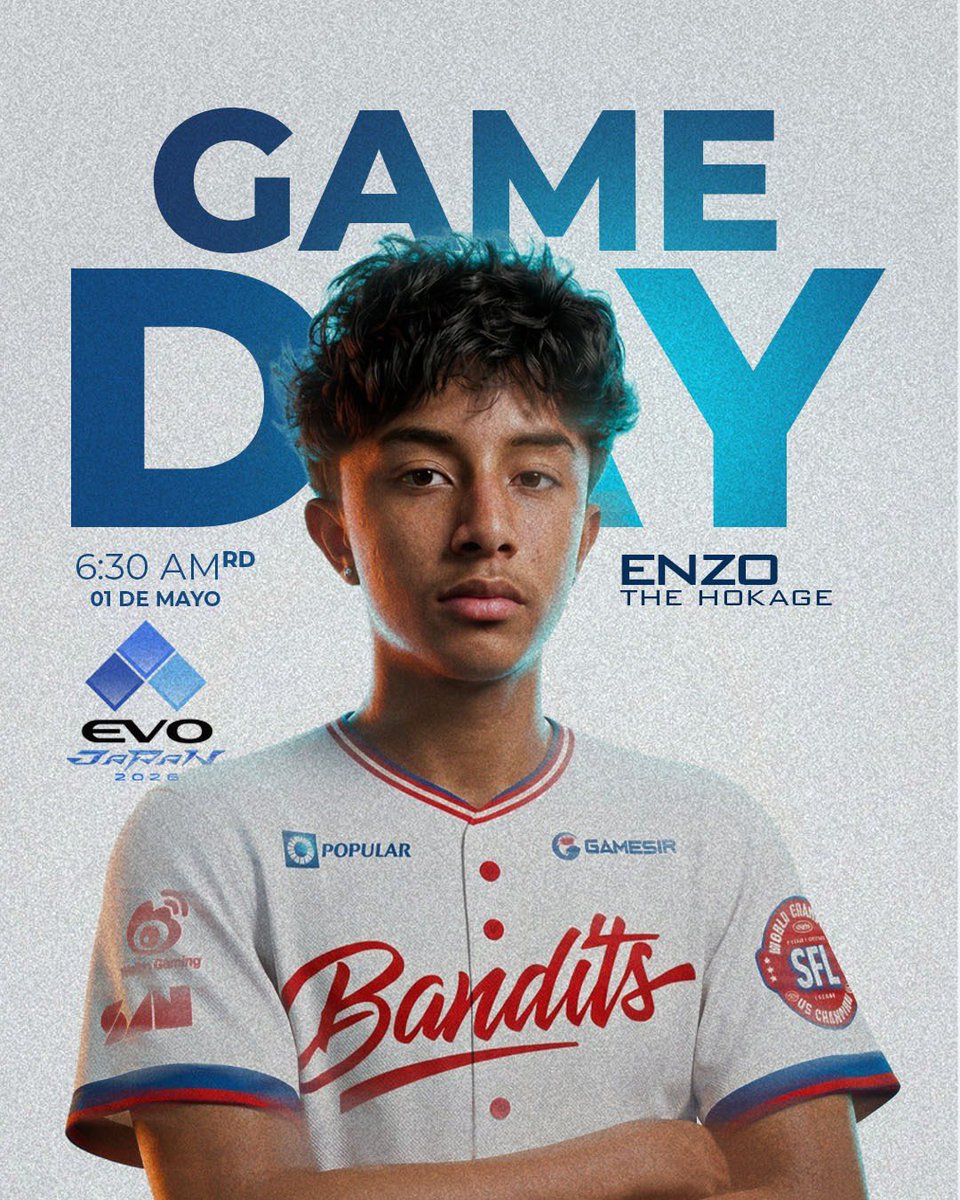 banditsgaming_'s tweet photo. The action starts today ๐ฏ๐ต
Enzo hits the stage today at 6:30 AM โฐ
Stay locked on our socials to follow every moment of his run at EVO Japan ๐ฅท.
@EnzoTheHokage1
#BanWIN https://t.co/7eR9cRVzoy