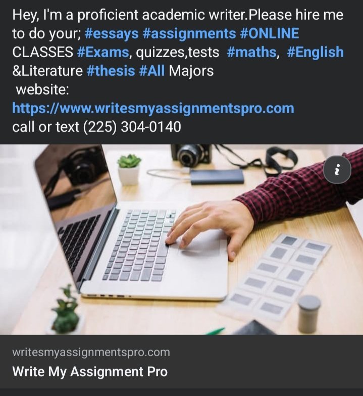 RosePapers1's tweet image. Hey, I'm a proficient academic writer. Hire me to do your #essays #ONLINE CLASSES #Exams #quizzes #tests  #maths,  #English&amp;amp;Literature
 website: writesmyassignmentspro.com
call or text (225) 304-0140