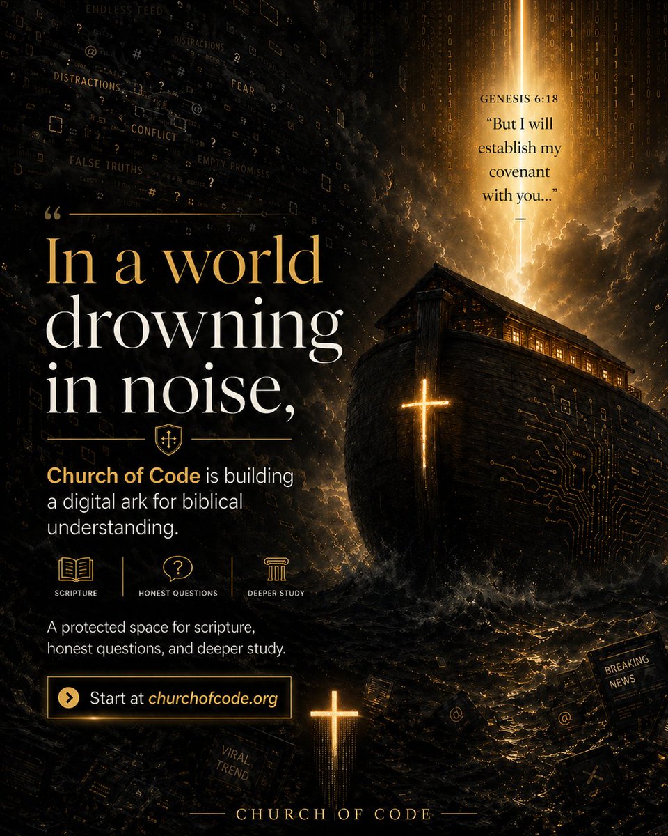 thechurchofcode's tweet image. In a world drowning in noise, Church of Code is building a digital ark for biblical understanding.

Scripture. Honest questions. Deeper study.

Start at churchofcode.org

#ChurchOfCode #BibleStudy #FaithAndTechnology