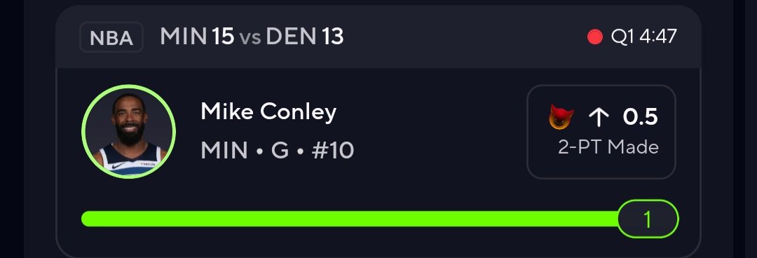 SiddGautam5's tweet image. Cash Mike Conley Over 0.5 2PM ✅️

#PrizePicks #DFS #GamblingTwitter #PlayerProps #Sportsbetting #GamblingX #FreePicks #FreePlays #NBA #NBAPicks #nbabets #NBATwitter