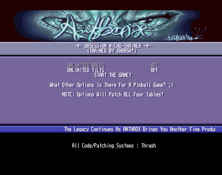 CracktroBot's tweet image. Tilt (1991) - Crack: F4CG + Empire - #Commodore64
Jetpack (19xx) - Crack: Zenith - Trainer: +4 - #Commodore64
Action Fighter (1989) - Crack: Illusion - Trainer: +8 - #Commodore64
Obsession (1995) - Trainer (+2): Anthrox (ATX) - #Amiga