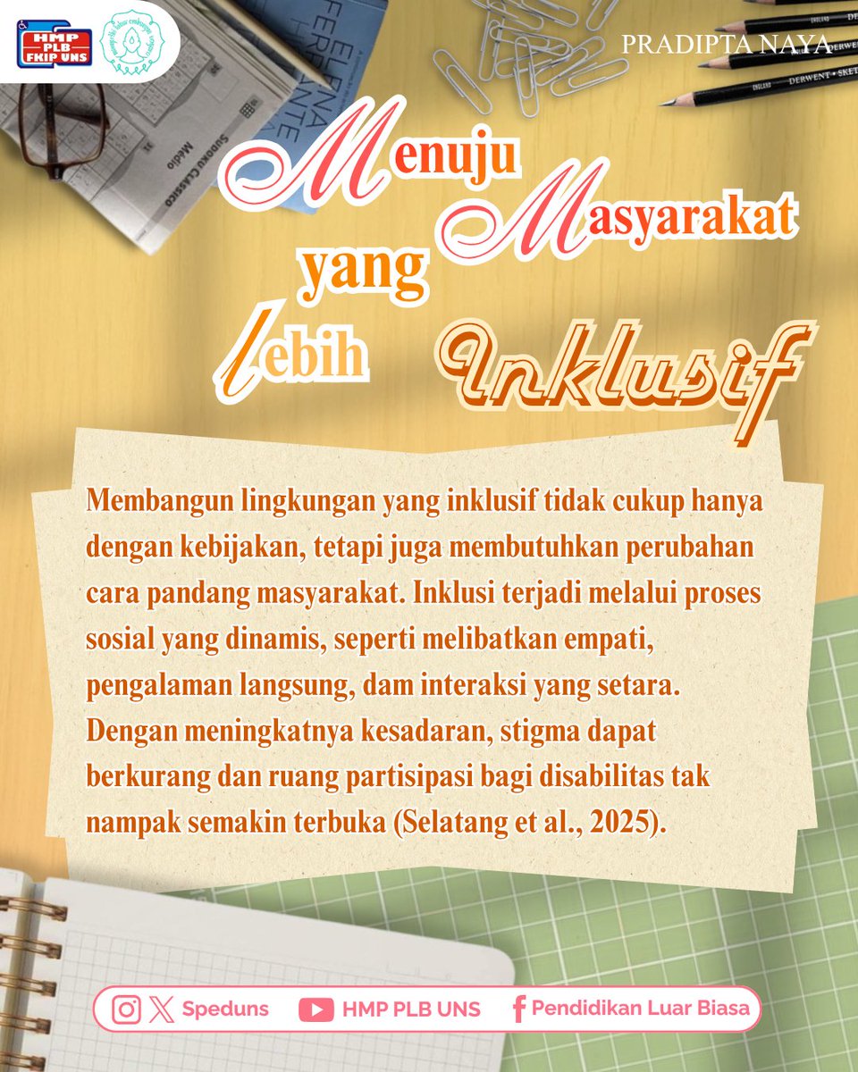 SpeduUNS's tweet photo. 𝙃𝙖𝙡𝙤, 𝙎𝙤𝙗𝙖𝙩 𝙎𝙋𝙀𝘿𝙐 👋🏻

Sobat SPEDU, tahukah kamu bahwa tidak semua disabilitas bisa terlihat secara langsung? 🤔

Yuk, mulai lebih peka dan belajar memaham karena setiap individu berhak dihargai dan mendapatkan kesempatan yang sama 🤍✨ https://t.co/EksYu4Rbrf