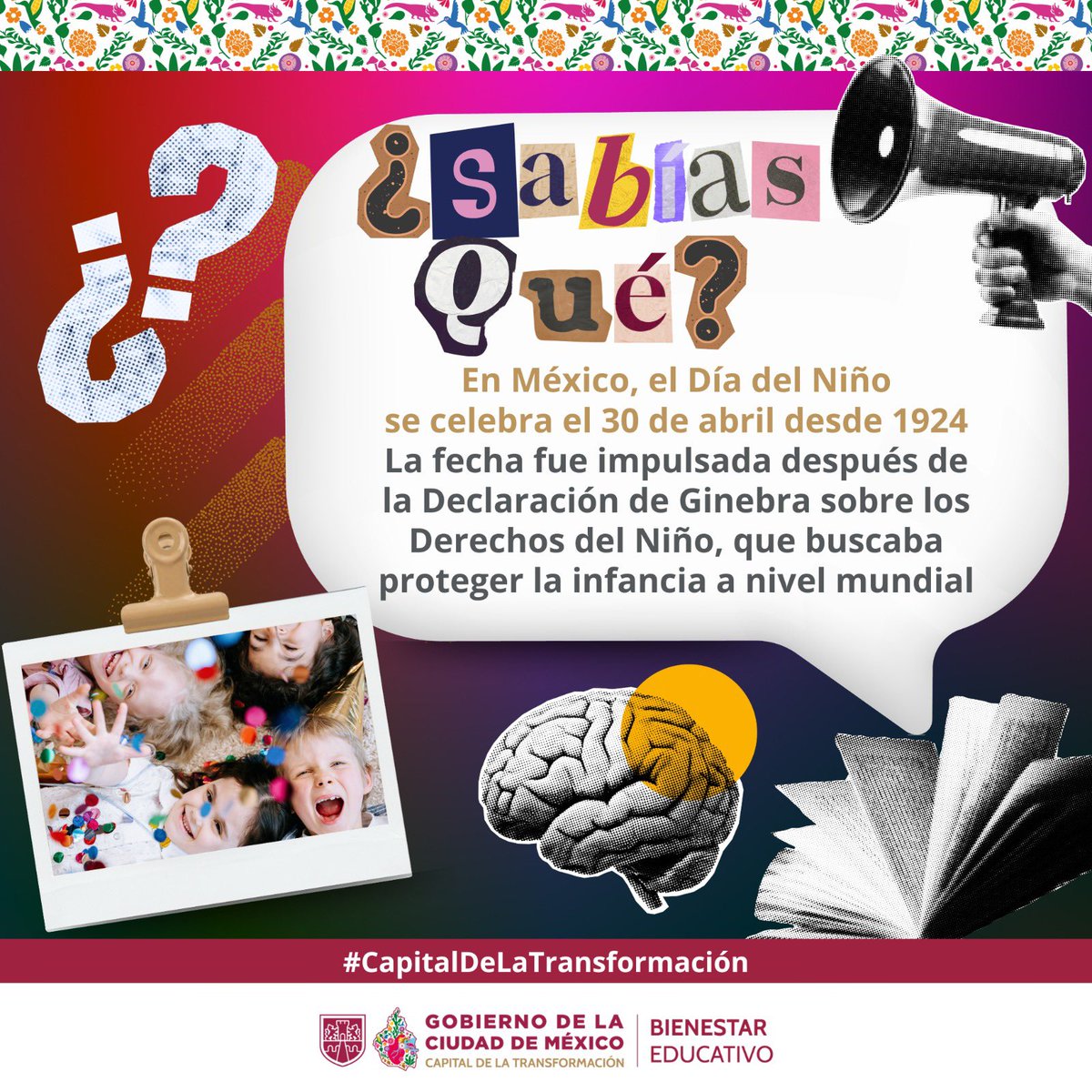 BienestarEdu's tweet image. #SabíasQué ⁉️ 

Día de la Niña y el Niño: 🎈Que nunca falte la alegría de jugar, la libertad de imaginar y el derecho de ser feliz. 💖✨