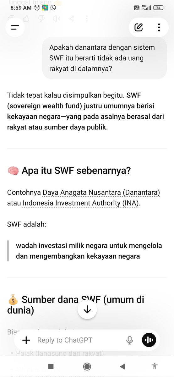 asapturi's tweet photo. @MasQomaru @Nubitech_ @RADEN_NUH_ Muter muter ya..   Sorry. He he kita roll back
TS - Tarik kembali uang pajak akyat di danantara
Kamu - danantara SWT muterin asset buMN dst dst. 
Cari data -  sudah tanya ke chat gpt.  Pake prompt  kayak gini. Dan hasilnya begini. https://t.co/RyYAhuQ8Ay
