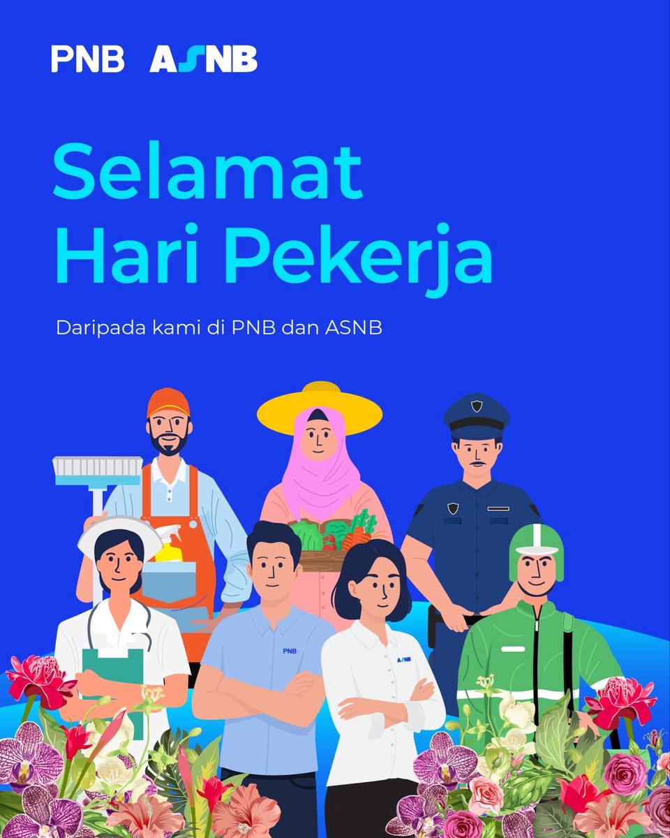 ASNBmy_official's tweet photo. Pekerja MADANI, Kesuma Bangsa. Setiap usaha dan dedikasi warga kerja menjadi pemacu dalam membina masa depan kewangan rakyat Malaysia.
Selamat Hari Pekerja kepada semua yang terus menyumbang demi negara. 🇲🇾
#HariPekerja #ASNB https://t.co/QjguEKqc2e