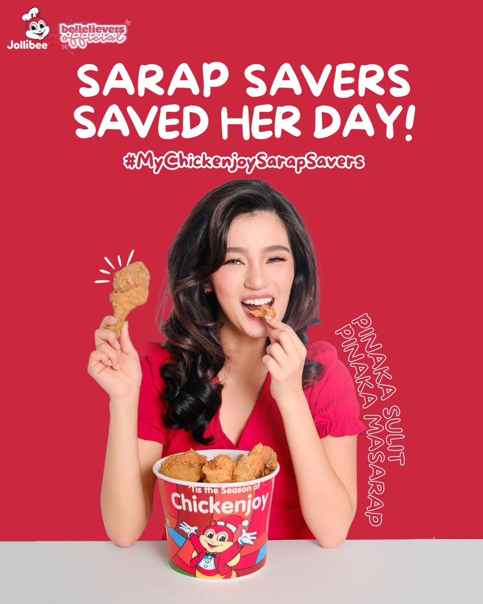 bellelieversofc's tweet photo. Jollibee Chickenjoy Sarap Savers is the pinakamasarap at pinakasulit because it gives you that signature crispylicious, juicylicious Chickenjoy experience 🍗💗!! 

Tweet with us now using our official hashtag: #MyChickenjoySarapSavers https://t.co/wyp5vhR8n0