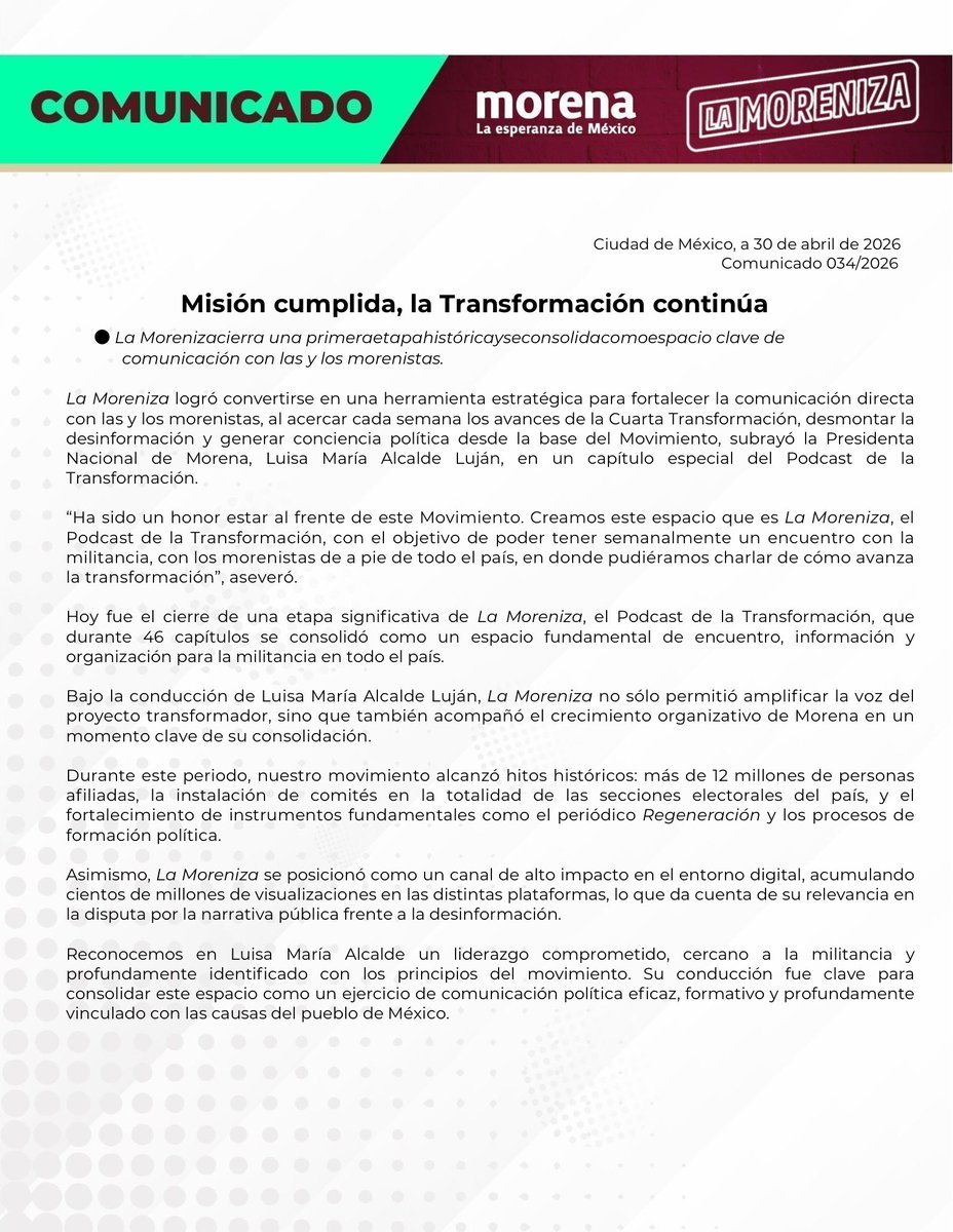 Morena tweet media