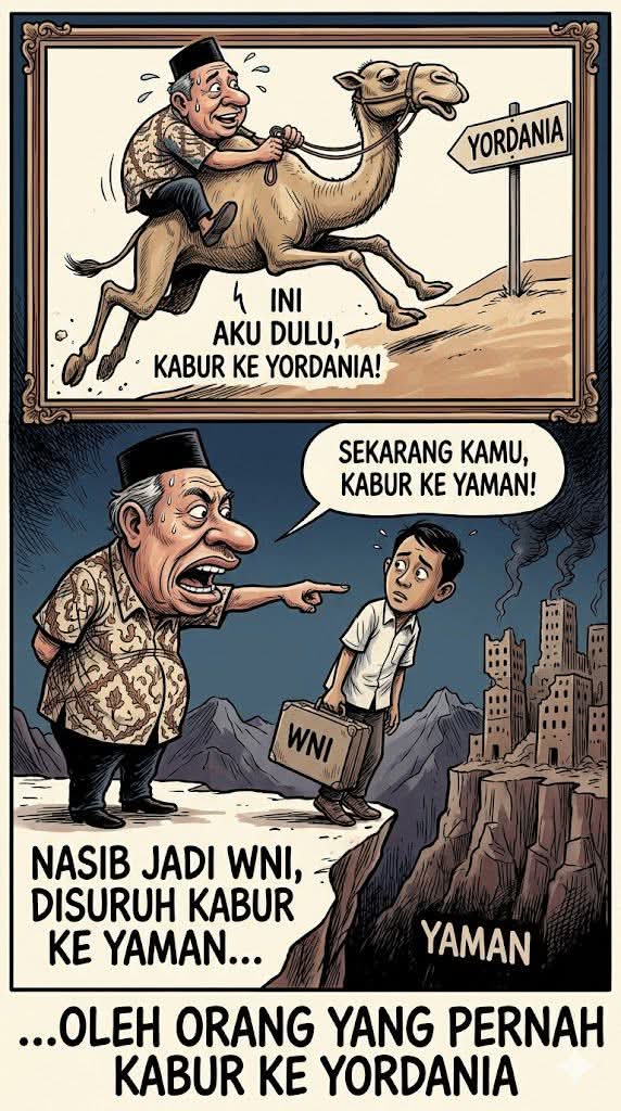 PngAdilnR4kyt's tweet photo. DULU DIA KABUR KE YORDANIA...

SEKARANG DIA SURUH RAKYAT INDONESIA KABUR KE YAMAN...

PENGEN BALAS DENDAM YA....‼️

#JokowiGibranPerusakRI
#JokowiGibranPerusakRI
🆘🆗 https://t.co/mxwOZk3T2U