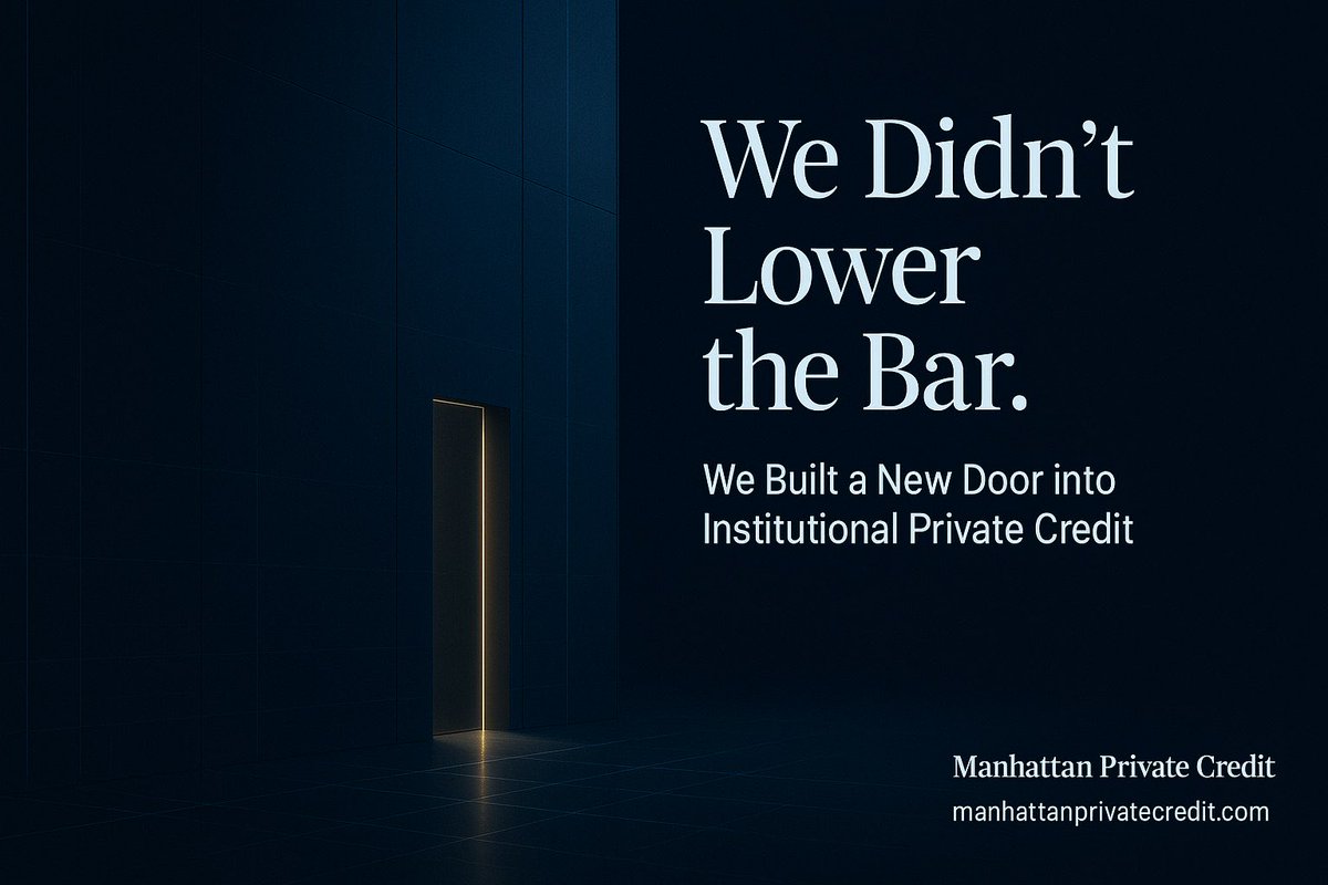 pcnmanhattan's tweet image. Most investors don’t get bad returns. They get second-tier versions of institutional products and call it access 🚪📉

We didn’t lower the bar.
We built a new door into institutional private credit instead 💡

manhattanprivatecredit.com #privatecredit #alts