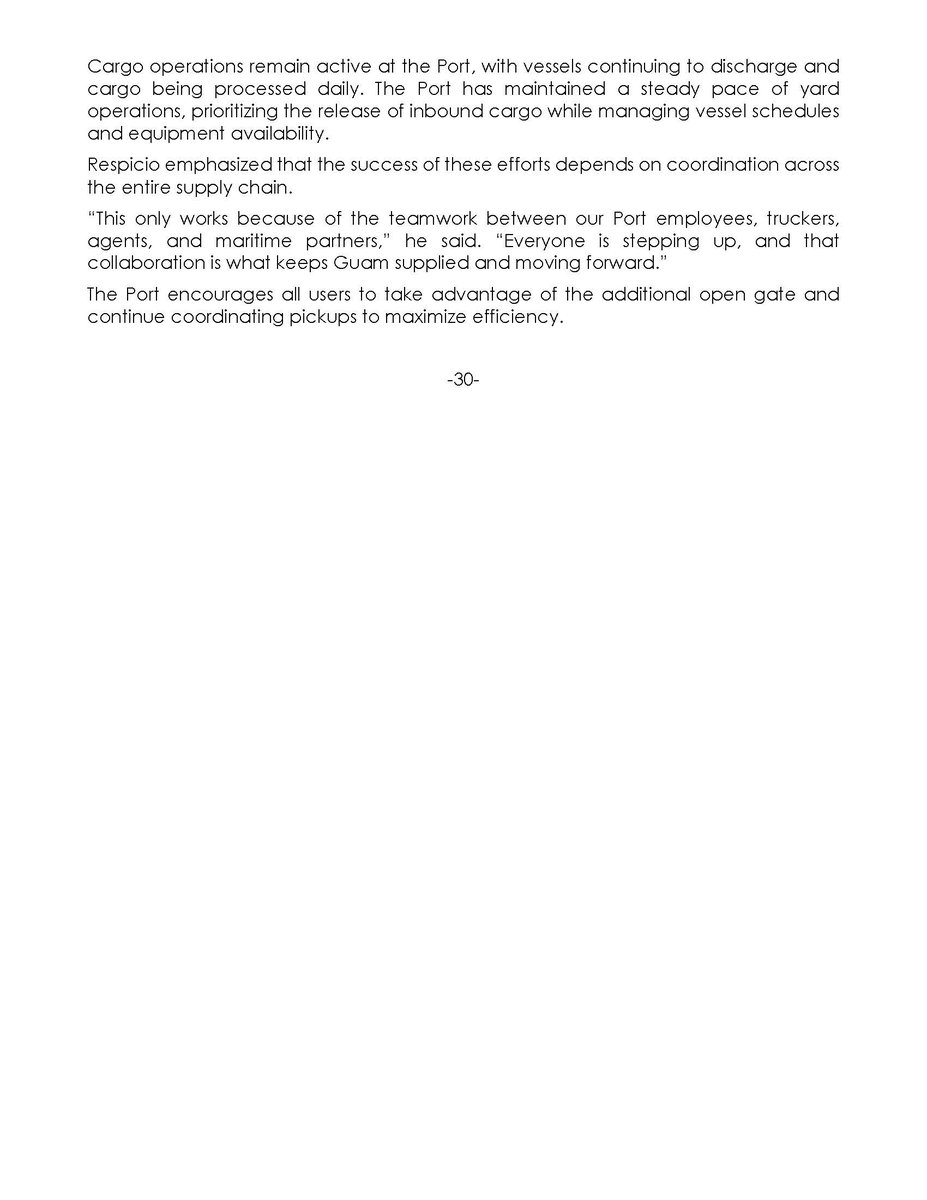 GuamPort's tweet photo. The Port Authority of Guam will open its gates on Saturday, May 2, from 8:00 a.m. to 5:00 p.m., providing an additional full day of access to support the continued movement of cargo into the community. https://t.co/jdlGrlakA9