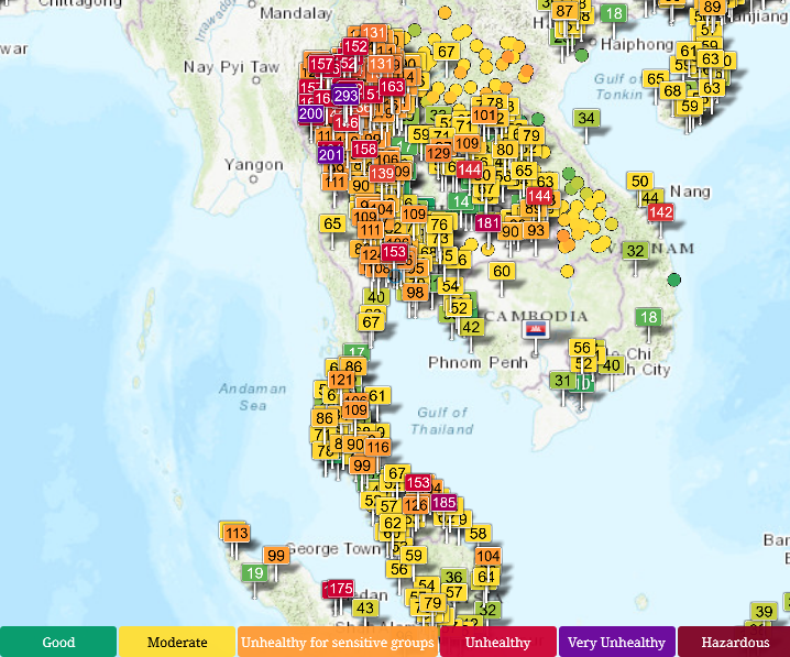 HelmutDuerrast's tweet image. 01 May 26 around 08:00
#AirPollution #PM25 PM 2.5 #Smog season for #Bangkok and #Thailand. Here, near-surface measurements for determination of AQI - waqi.info

&amp;gt;N=ORANGE to PURPLE
&amp;gt;Central, NE, Lower=ORANGE-YELLOW
&amp;gt;WIND/RAIN/Mountains make difference
@kowit_ThaiPBs