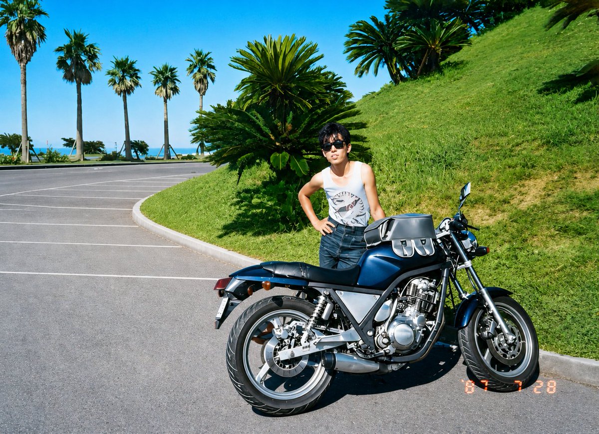rinsei1967's tweet image. #かつてこんなバイクに乗っていたという写真
いや〜80年代ですな😅。これは大学時代、宮崎ツーリング行った時ですね。SRX400は一目惚れでした！。　#SRX400 #80年代