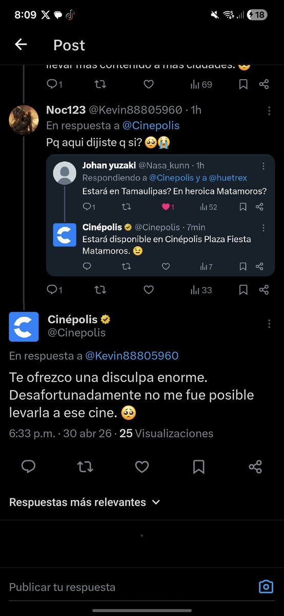 DanielBurciaga_'s tweet photo. @Cinepolis Hola una disculpa por molestar el final si estara?  Es que veo que hay cines en los que mencionan que si estara y al final no. https://t.co/VR5zNJlk7p