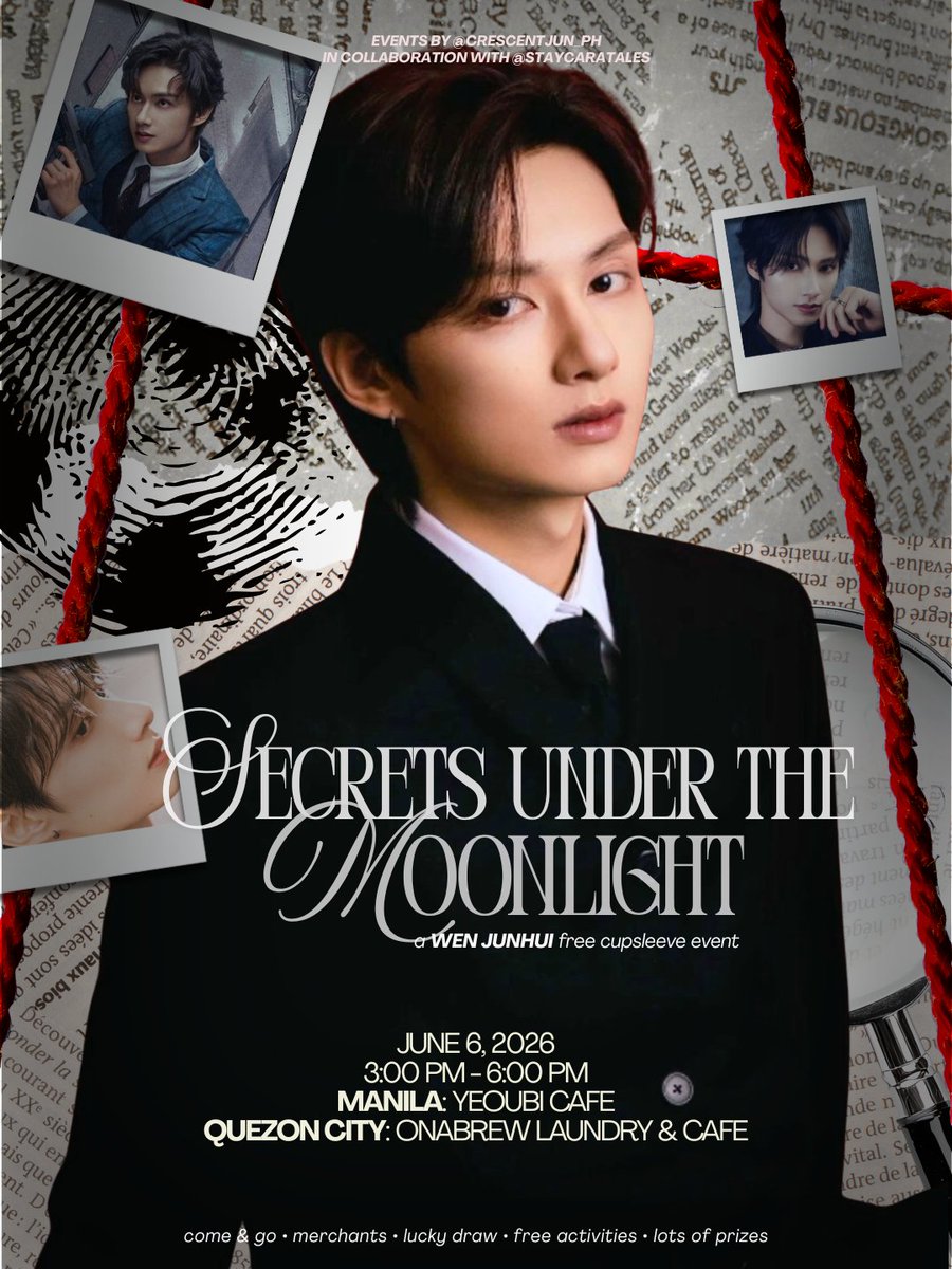 staycaratales's tweet photo. Secrets Under the Moonlight: A Wen Junhui Free Cupsleeve Event by @CrescentJun_PH x @staycaratales

🗓️ June 6, 2026, 3-6PM
📍 Yeoubi Cafe, MNL &amp; OnaBrew Cafe, QC

Register here 👇🏼
For Manila: https://t.co/DmjBH9fI7S
For QC: https://t.co/ATsVvYXyHy

[all updates under this thread] https://t.co/6nZoLZHcJn