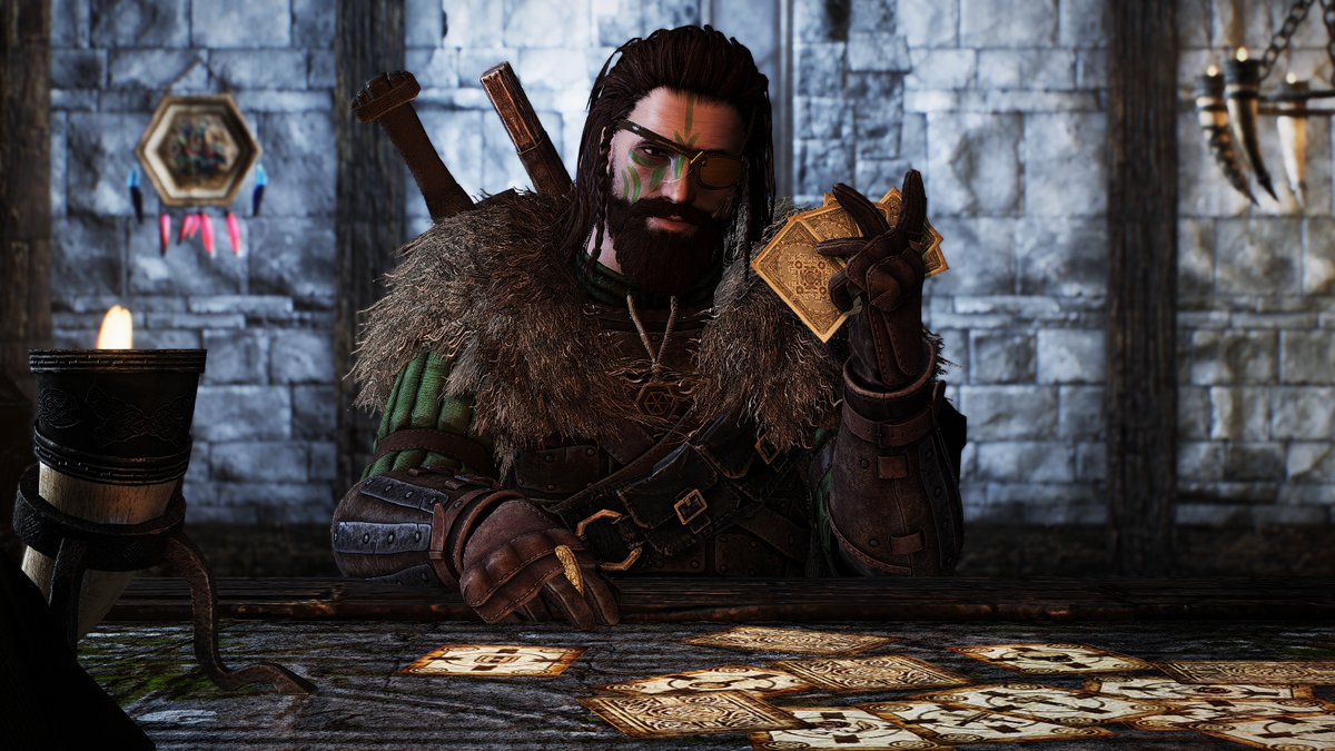 MrSnakestone's tweet photo. Snakestone Follower v10 is now live.

https://t.co/0H9leylijD

>new armor
>new sword
>new hair and beard textures
>new removeable eyepatch
>voice changed to MaleBrute

You can find him at the Bee and Barb. https://t.co/0Ps4SNJvNo