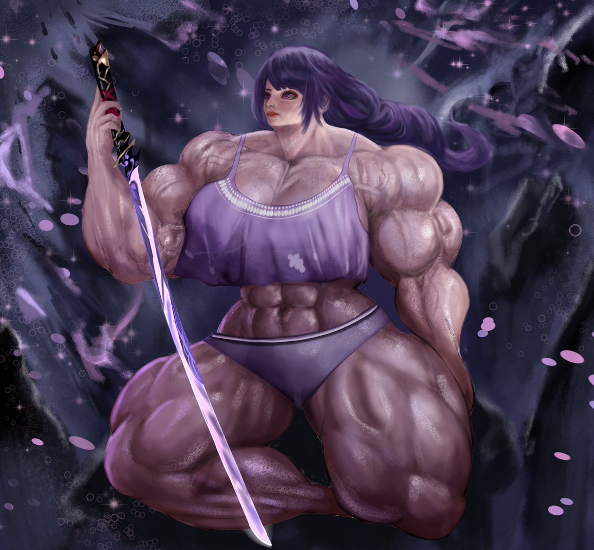 SimpleTen222293's tweet image. Raiden Shogun - Swimsuit version 
#muscle #musclewoman #muscleart #musclegirl #raidenshogun #genshinimpact