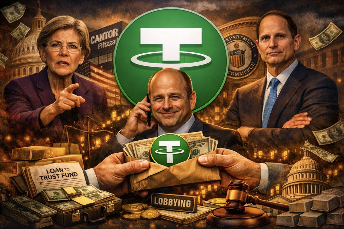 lenamphoto6886's tweet image. Senators Warren &amp;amp; Wyden accuse Tether of bribing Commerce Secretary Lutnick via undisclosed loans to his children’s trust. Tether also lobbied for Genius Act. Major regulatory pressure rising. #Tether #USDC #Regulation #Crypto #Politics