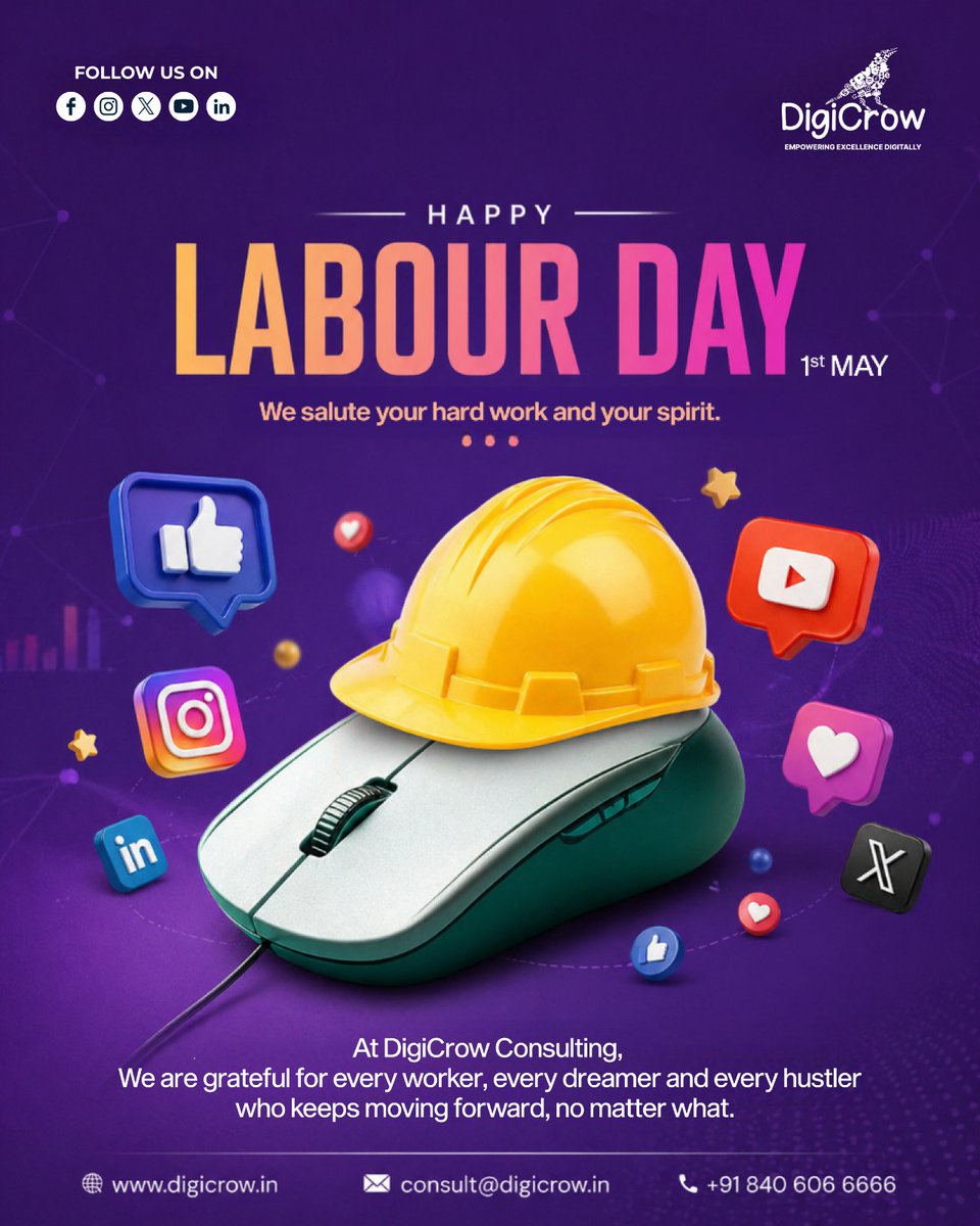 DigiCrow's tweet photo. Success isn’t built overnight—it’s earned every day. ✨

This Labour Day, DigiCrow celebrates the hustle, passion &amp; persistence behind every achievement. 💙

#LabourDay #DigitalGrowth #DigiCrow #WorkSmart #1stMay https://t.co/HLyE1i8T7A