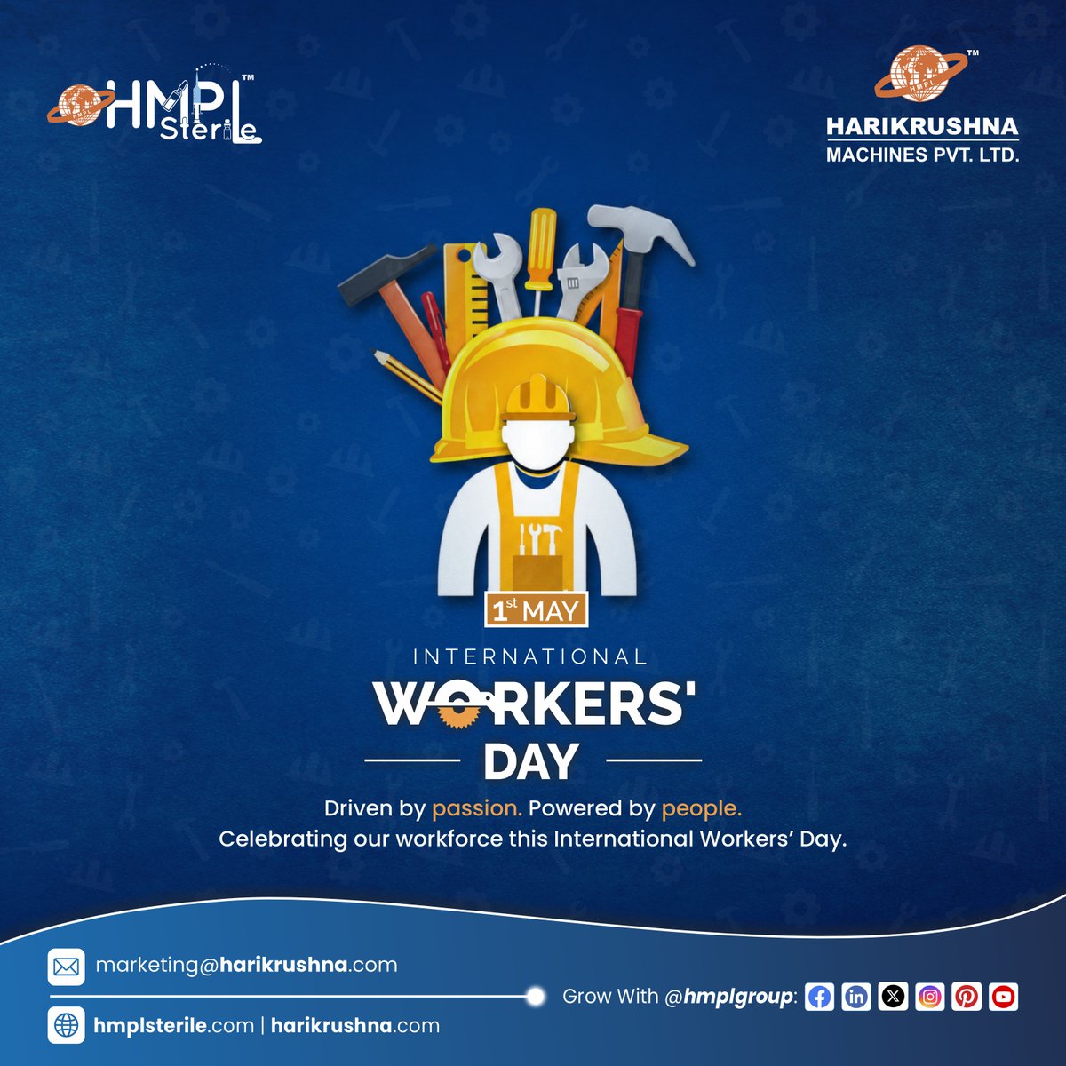hmplgroup's tweet photo. This International Workers’ Day, we celebrate the people who power our precision, performance, and excellence, driven by the passion &amp; commitment of Team HMPL every day.

#WorkersDay #HMPL #Teamwork #EngineeringExcellence #Gratitude #InternationalWorkersDay #HarikrushnaMachines https://t.co/Cp709HkuUm