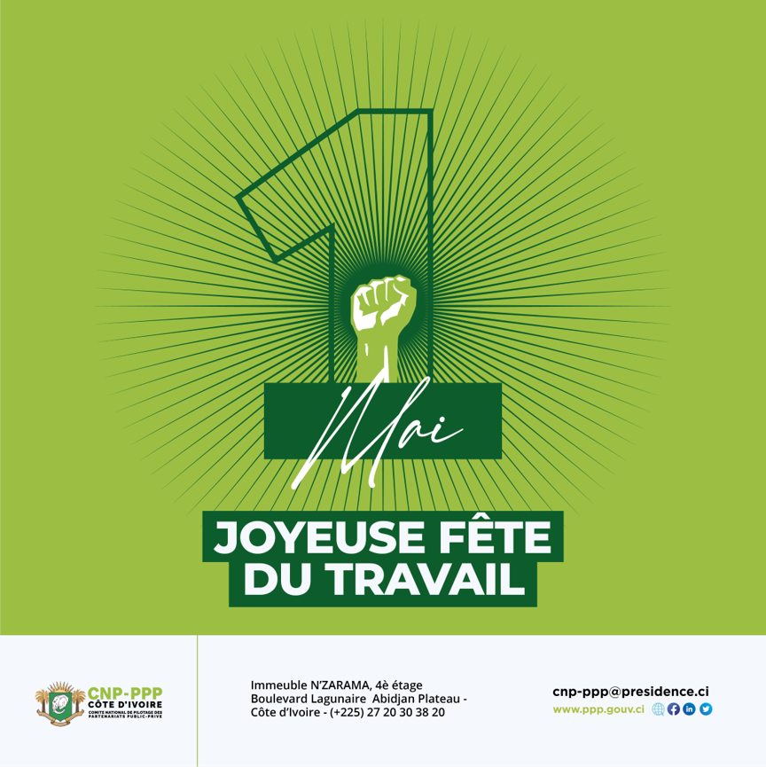 cnpppp23's tweet photo. Bonne fête du travail à toutes et à tous. ✨

#FeteduTravail #1erMai #CNP_PPP #CotedIvoire https://t.co/k4J0OHqMxd