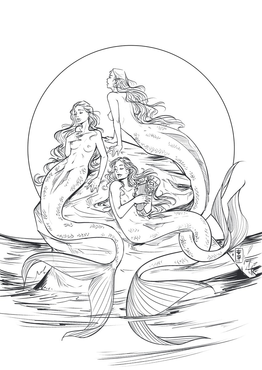 TChenArt's tweet photo. For MerMay 2022 I resolved to try and go all digital to push myself to get better on this medium while trying to transfer over my traditional inking style. (1/3)⬇️ https://t.co/lpoTuKvLkG