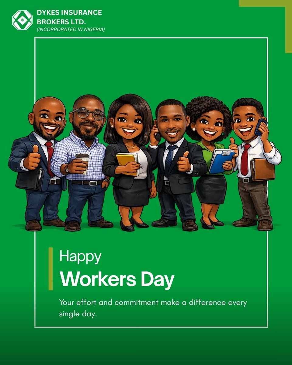 Dykesinsbrokers's tweet photo. Work drives everything. People make it happen.

Today, we celebrate the individuals behind the effort, consistency, and results.

Happy Workers’ Day from Dykes Insurance Brokers Ltd.

#WorkersDay #May1st #DykesInsurance https://t.co/kM5s2EK9oK