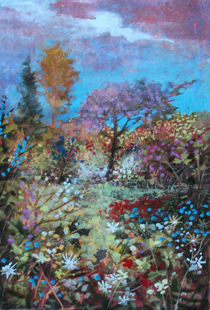 davidbezartist's tweet image. L1611 Ornamental Gardens acrylic and oil on paper 18x12 inches. Details in alt text.
#Flowers #Garden