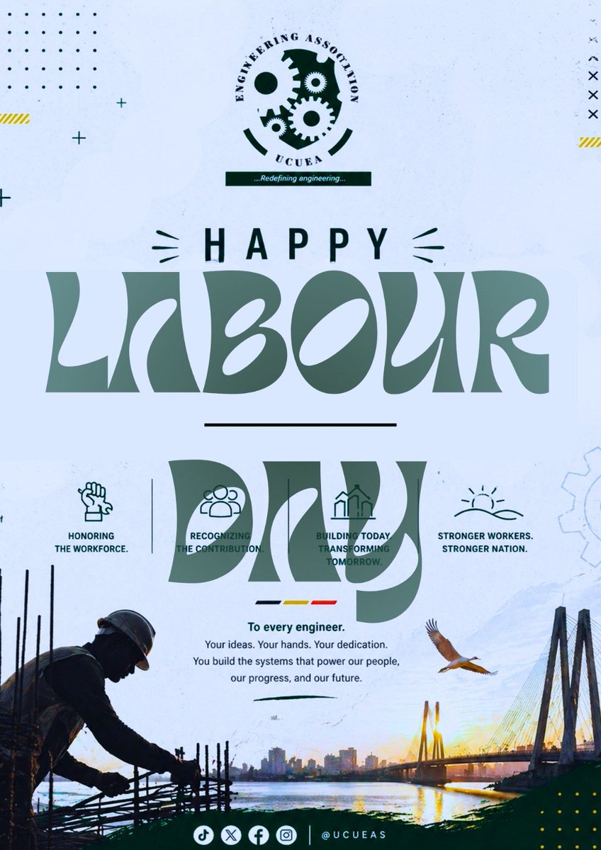 ucueas's tweet photo. Today, we honor the workforce shaping our tomorrow in their various fields.
Happy labour day from the UCUEA.
#EngineeringWithIntention #LabourDay
#UCUEA https://t.co/FlJARNlTBK