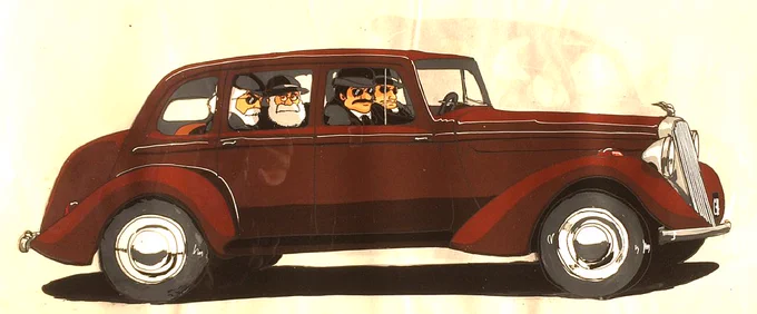 #これを見た人は地味に気に入っている作品を貼れ 1982年、カリ城公開から3年目に自主制作アニメ「夕顔OP」のモブメカ達です。 2CVとFIAT500は、京都で公開初日の特典配布で貰った映画のセルを参考に色合わせしました。 オリジナルのamiパトは中身は13Bターボのインターセプターという設定でした。