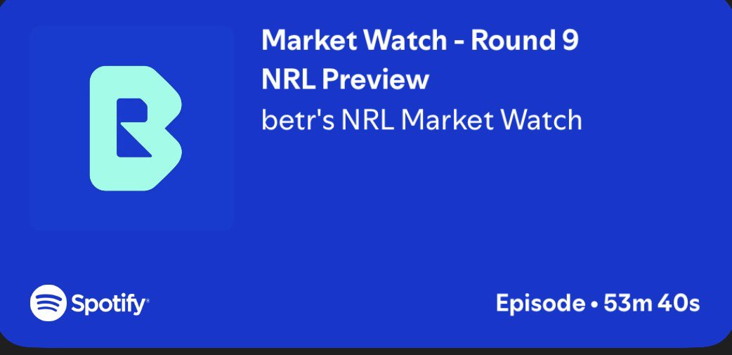 ReadingThePlay's tweet image. #Sport MarketWatch Podcast

NRL Game Previews!

Best Bets 👌
#Racing #NRL
Plus our 3 Anytime Try plays!

All here! #Tristan @Betr &amp;amp; #Jimmy @ThatJimmySmith &amp;amp; #MrG @ReadingThePlay chat Racing, NRL, insights and plays for the week! #Racing #NFL + tips #TuneIn ✅ 🐎 🏈

All Here ↘️